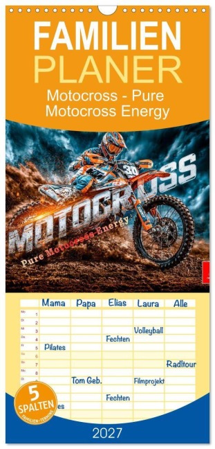 Familienplaner 2027 - Motocross - Pure Motocross Energy mit 5 Spalten (Wandkalender, 21 x 45 cm) CALVENDO - Meike und Peter Roder