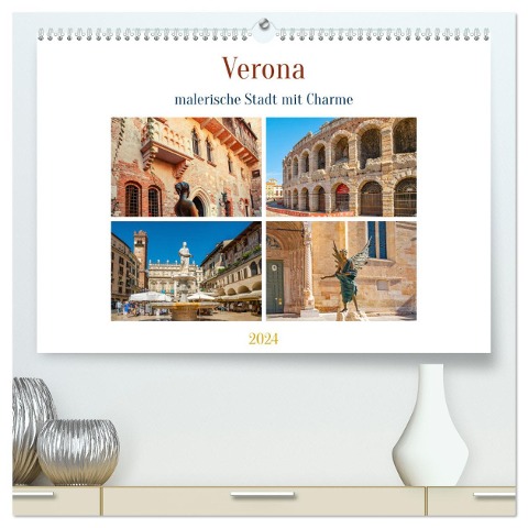 Verona - malerische Stadt mit Charme (hochwertiger Premium Wandkalender 2024 DIN A2 quer), Kunstdruck in Hochglanz - Nina Schwarze