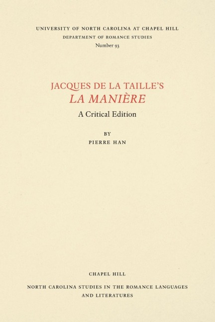 Jacques de la Taille's La Manière - 