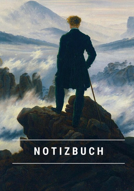 Notizbuch klein A5 Blanko - Notizheft 44 Seiten 90g/m² - Softcover Caspar David Friedrich "Der Wanderer über dem Nebelmeer" - FSC Papier - Notizbuch A5, Notebook A5, Notizheft A5