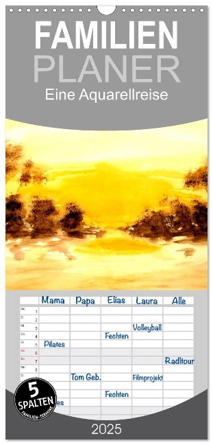 Familienplaner 2025 - Eine Aquarellreise mit 5 Spalten (Wandkalender, 21 x 45 cm) CALVENDO - Maria-Anna Ziehr