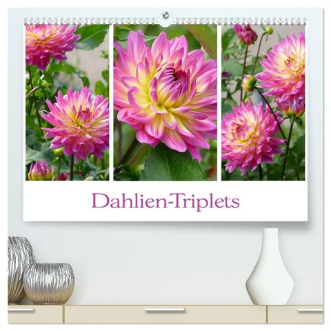 Dahlien-Triplets (hochwertiger Premium Wandkalender 2025 DIN A2 quer), Kunstdruck in Hochglanz - Christine B-B Müller