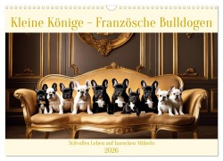 Cover-Bild zum Titel 'Kleine Könige - Französische Bulldoggen (Wandkalender 2026 DIN A3 quer), CALVENDO Monatskalender' von 'Claudia Kleemann'