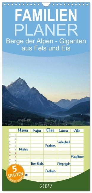 Familienplaner 2027 - Berge der Alpen - Giganten aus Fels und Eis mit 5 Spalten (Wandkalender, 21 x 45 cm) CALVENDO - Markus Peceny