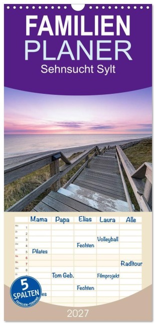 Familienplaner 2027 - Sehnsucht Sylt mit 5 Spalten (Wandkalender, 21 x 45 cm) CALVENDO - Nordbilder