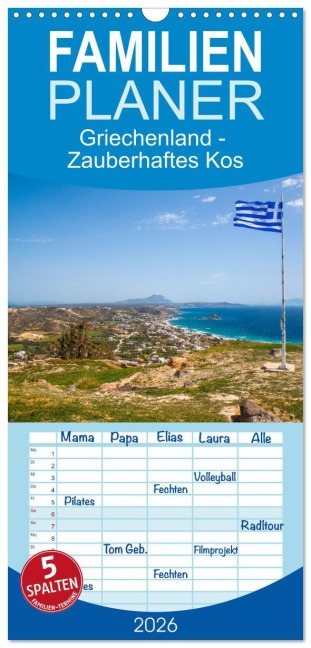 Familienplaner 2026 - Griechenland - Zauberhaftes Kos mit 5 Spalten (Wandkalender, 21 x 45 cm) CALVENDO - Sell Pixs:Sell