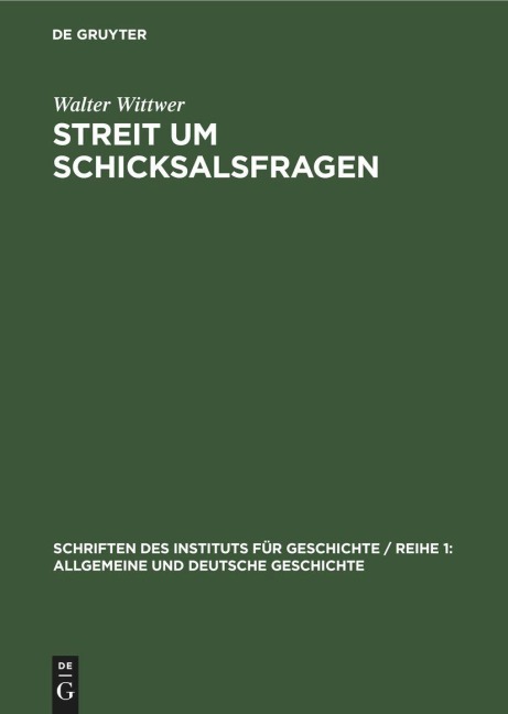 Streit um Schicksalsfragen - Walter Wittwer