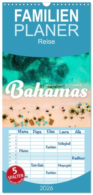 Familienplaner 2026 - Bahamas - Paradiesische Strände. mit 5 Spalten (Wandkalender, 21 x 45 cm) CALVENDO - Sf Sf