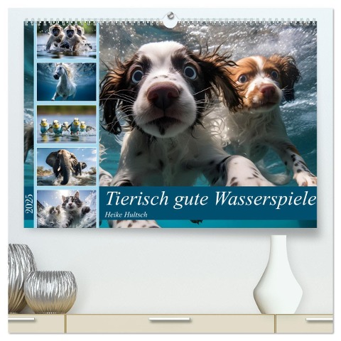 Tierisch gute Wasserspiele (hochwertiger Premium Wandkalender 2025 DIN A2 quer), Kunstdruck in Hochglanz - Heike Hultsch
