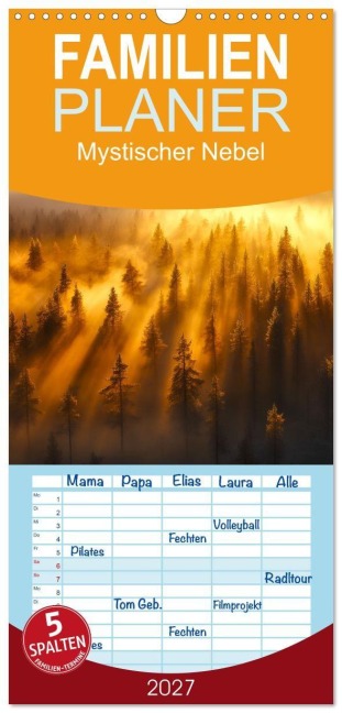Familienplaner 2027 - Mystischer Nebel mit 5 Spalten (Wandkalender, 21 x 45 cm) CALVENDO - Peter Roder