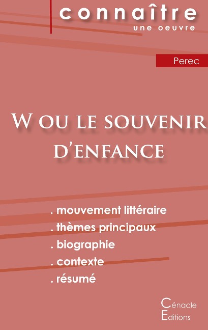 Fiche de lecture W ou le Souvenir d'enfance de Perec (Analyse littéraire de référence et résumé complet) - Georges Perec