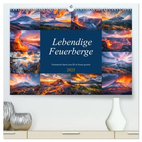 Lebendige Feuerberge - Fantastisch durch eine KI in Szene gesetzt (hochwertiger Premium Wandkalender 2025 DIN A2 quer), Kunstdruck in Hochglanz - Steffen Gierok-Latniak