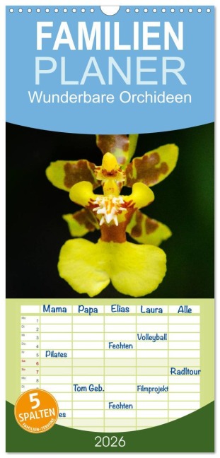 Familienplaner 2026 - Wunderbare Orchideen mit 5 Spalten (Wandkalender, 21 x 45 cm) CALVENDO - Jürgen Wöhlke