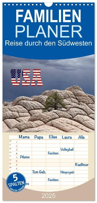 Familienplaner 2025 - USA - Reise durch den Südwesten mit 5 Spalten (Wandkalender, 21 x 45 cm) CALVENDO - Judith Kuhn