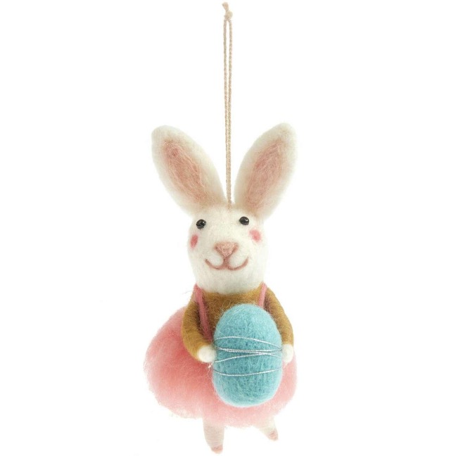Aufhänger Filz-Hase mit Osterei, 14 x 5 x 6,5cm - 