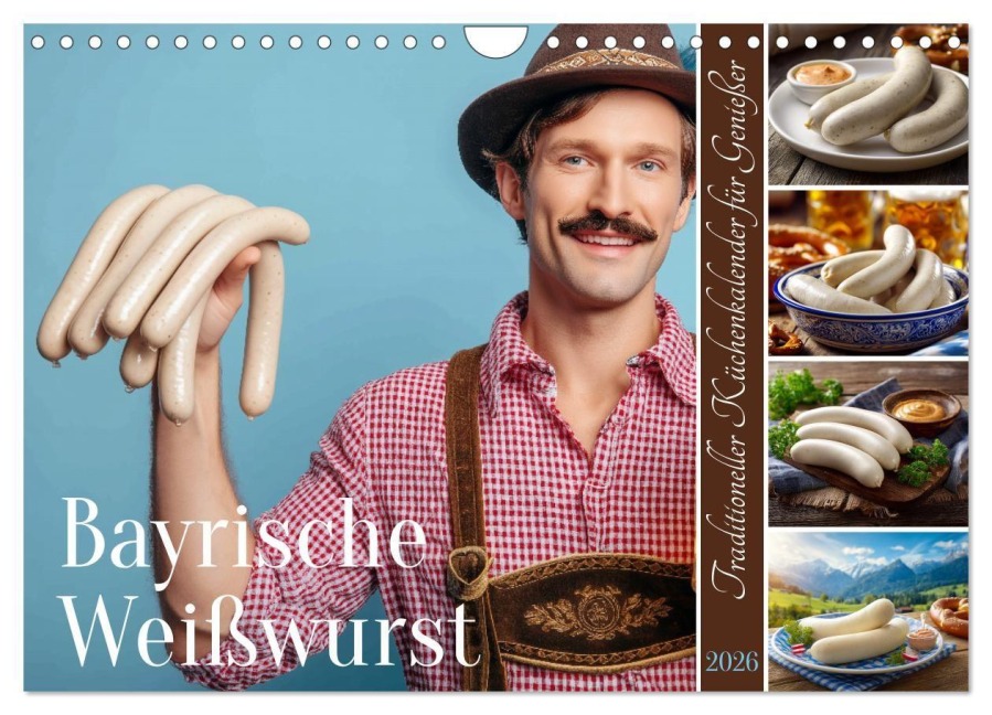Bayrische Weißwurst - Traditioneller Küchenkalender für Genießer (Wandkalender 2026 DIN A4 quer), CALVENDO Monatskalender - Mb Fotografie