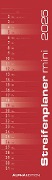 Streifenplaner Mini Rot 2025 - Streifen-Kalender 9,5x33 cm - Küchenkalender - Wandplaner - Alpha Edition - 