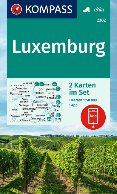 KOMPASS Wanderkarten-Set 2202 Luxemburg (2 Karten) 1:50.000 - 