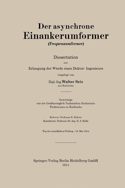 Der asynchrone Einankerumformer (Frequenzumformer) - Walter Seiz