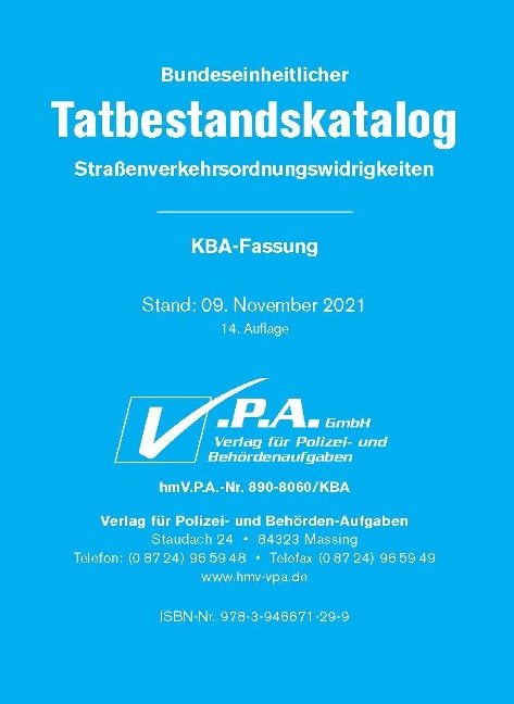 Bundeseinheitlicher Tatbestandskatalog KBA-Langfassung, gebunden - 