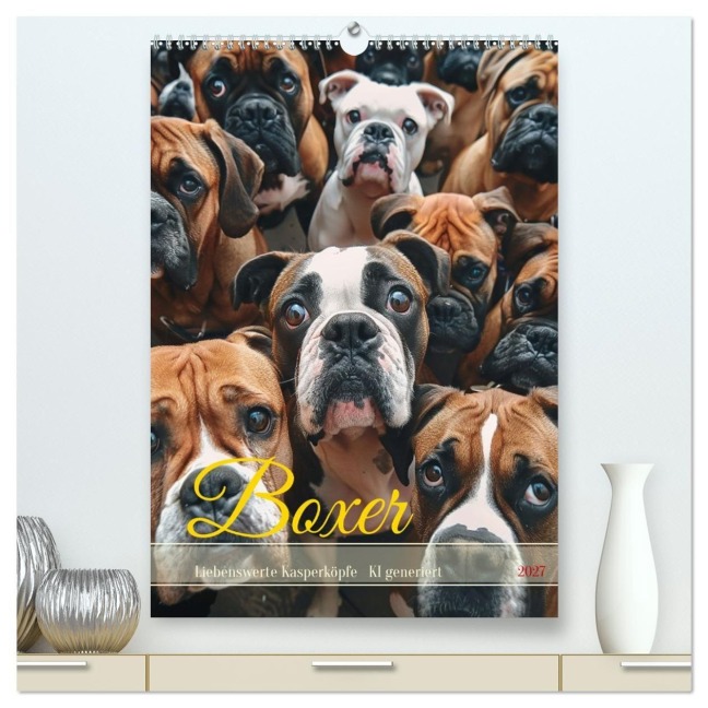 Boxer - Liebenswerte Kasperköpfe (hochwertiger Premium Wandkalender 2027 DIN A2 hoch), Kunstdruck in Hochglanz - Cathrin Illgen