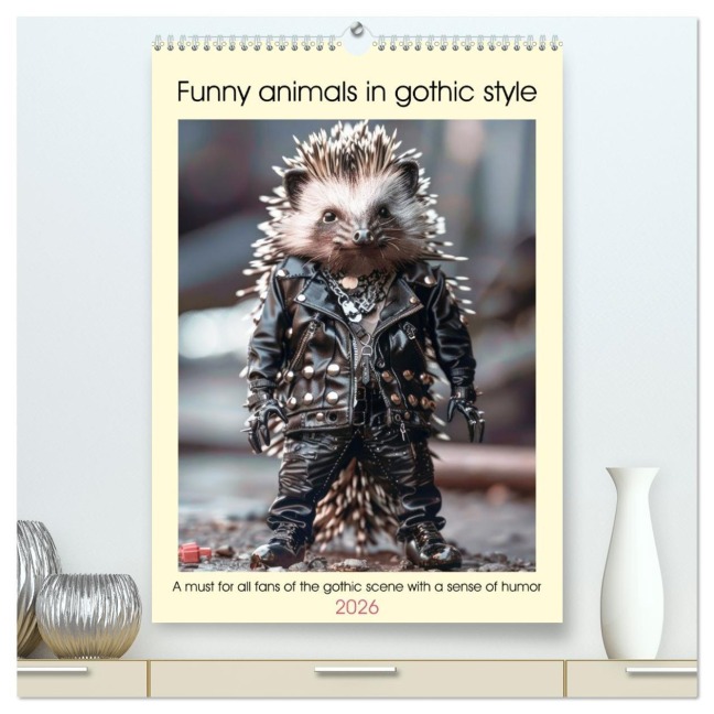 Funny animals in gothic style (High Quality Premium Wall Calendar 2026 DIN A2 portrait),CALVENDO 12 Month Wall Calendar - Peter Ruebsamen