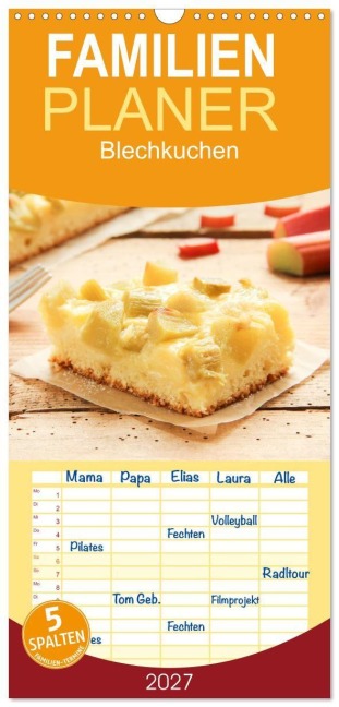 Familienplaner 2027 - Blechkuchen mit 5 Spalten (Wandkalender, 21 x 45 cm) CALVENDO - EFLStudioArt