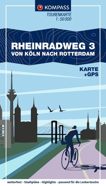 KOMPASS Fahrrad-Tourenkarte Rheinradweg 3, von Köln nach Rotterdam 1:50.000 - 