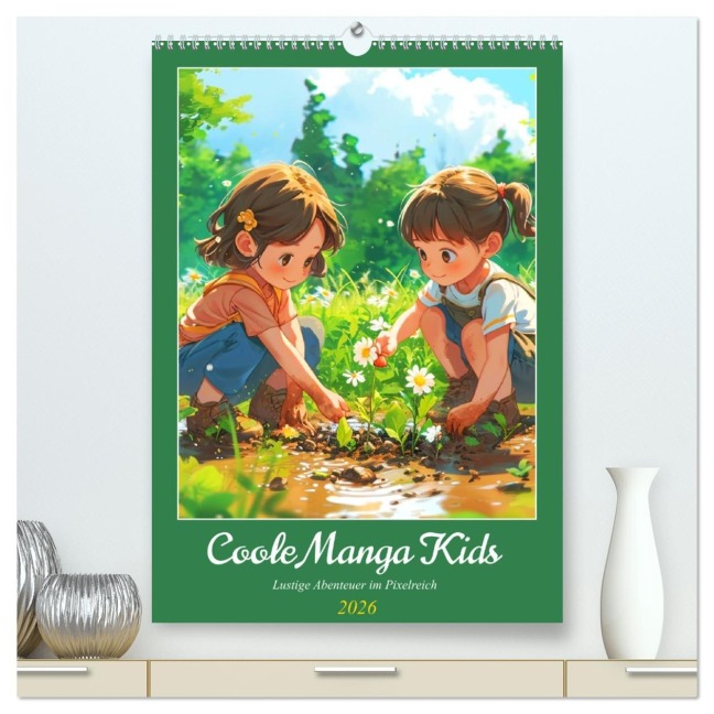 Coole Manga Kids. Lustige Abenteuer im Pixelreich (hochwertiger Premium Wandkalender 2026 DIN A2 hoch), Kunstdruck in Hochglanz - Rose Hurley