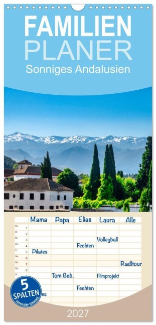 Familienplaner 2027 - Sonniges Andalusien mit 5 Spalten (Wandkalender, 21 x 45 cm) CALVENDO - Solveig Rogalski