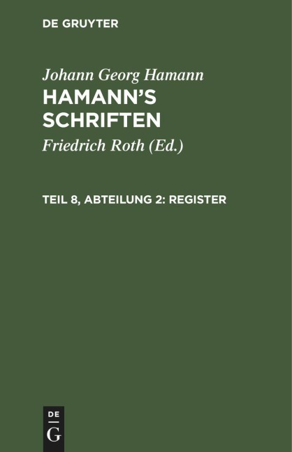 Register - Johann Georg Hamann