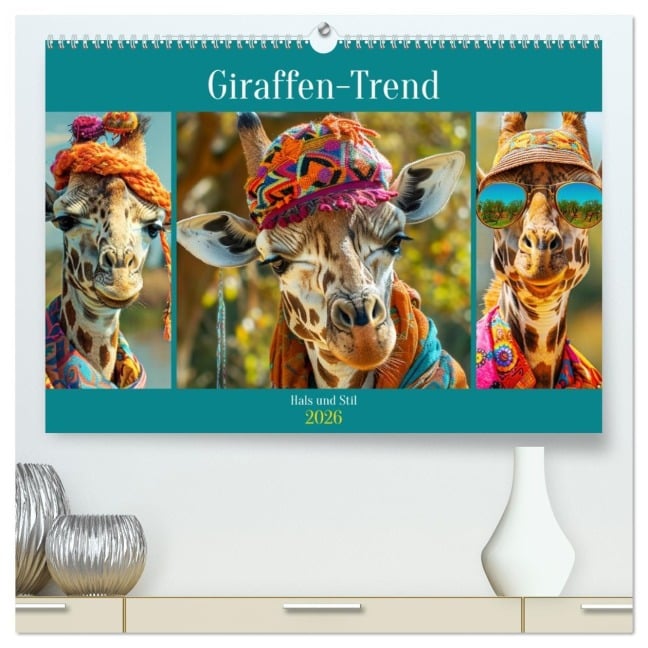 Giraffen-Trend. Hals und Stil (hochwertiger Premium Wandkalender 2026 DIN A2 quer), Kunstdruck in Hochglanz - Rose Hurley