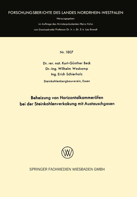 Beheizung von Horizontalkammeröfen bei der Steinkohlenverkokung mit Austauschgasen - Kurt-Günther Beck