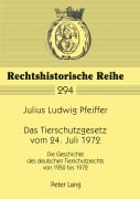 Cover-Bild zum Titel 'Das Tierschutzgesetz vom 24. Juli 1972' von 'Julius Ludwig Pfeiffer'