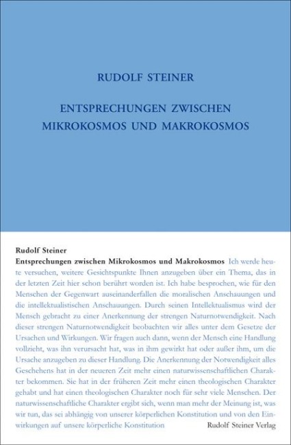 Entsprechungen zwischen Mikrokosmos und Makrokosmos - Rudolf Steiner
