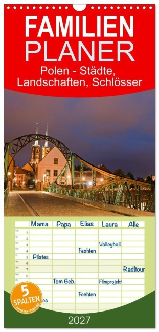 Familienplaner 2027 - Polen - Städte, Landschaften, Schlösser mit 5 Spalten (Wandkalender, 21 x 45 cm) CALVENDO - Jörg Dauerer
