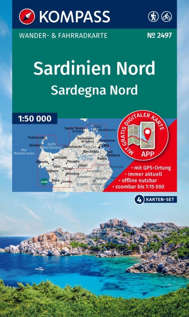 KOMPASS Wanderkarten-Set 2497 Sardinien Nord / Sardegna Nord (4 Karten) 1:50.000 - 