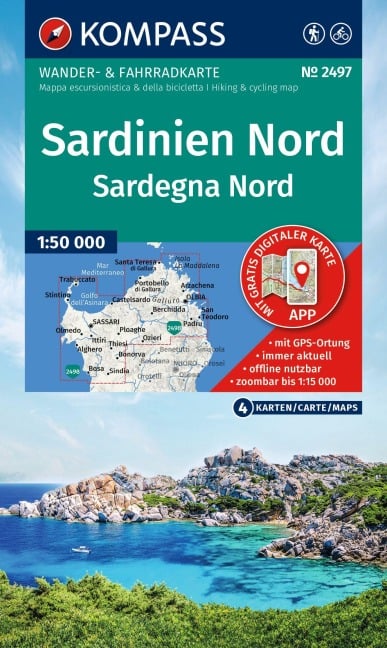 KOMPASS Wanderkarten-Set 2497 Sardinien Nord / Sardegna Nord (4 Karten) 1:50.000 - 
