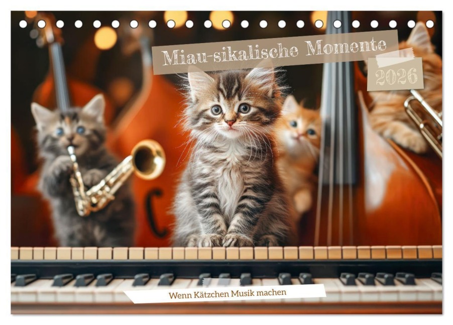 Miau-sikalische Momente (Tischkalender 2026 DIN A5 quer), CALVENDO Monatskalender - Heidi Spiegler