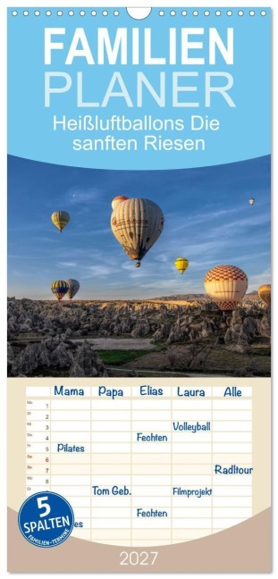 Familienplaner 2027 - Heißluftballons Die sanften Riesen mit 5 Spalten (Wandkalender, 21 x 45 cm) CALVENDO - Heribert Adams -Lensviper-