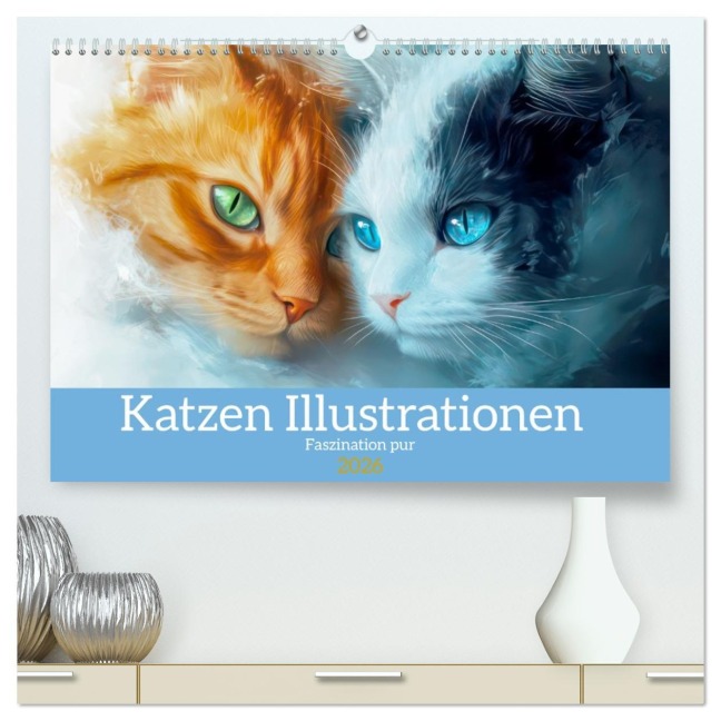 Katzen Illustrationen - Faszination pur (hochwertiger Premium Wandkalender 2026 DIN A2 quer), Kunstdruck in Hochglanz - Liselotte Brunner-Klaus