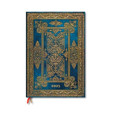 Paperblanks 2025 Weekly Planner Blue Luxe Luxe Design 12-Month Grande Vertical Elastic Band 160 Pg 100 GSM - 