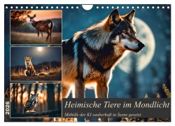 Cover-Bild zum Titel 'Heimische Tiere im Mondlicht (Wandkalender 2026 DIN A4 quer), CALVENDO Monatskalender' von 'Claudia Kleemann'