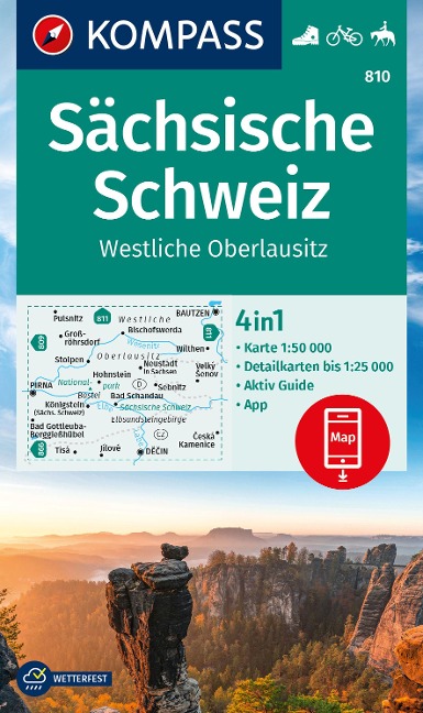 KOMPASS Wanderkarte 810 Sächsische Schweiz, Westliche Oberlausitz 1:50.000 - 