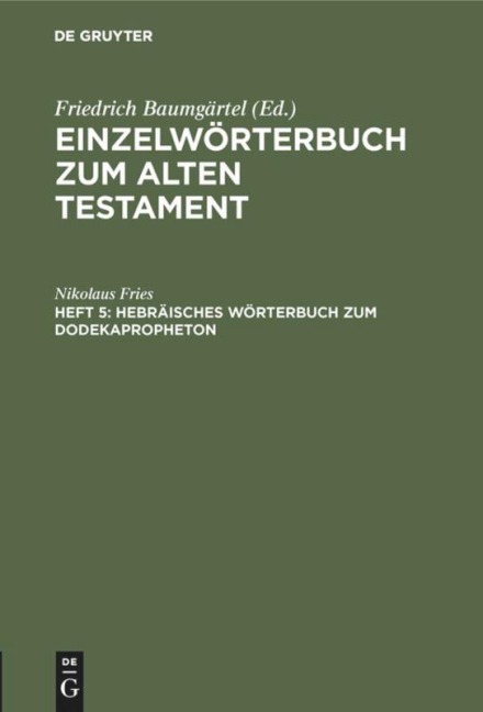 Hebräisches Wörterbuch zum Dodekapropheton - Nikolaus Fries
