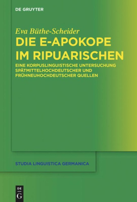 Die e-Apokope im Ripuarischen - Eva Büthe-Scheider