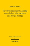 Cover-Bild zum Titel 'Der voraussetzungslose Zugang zu amtlichen Informationen und private Belange' von 'Florian Penski'
