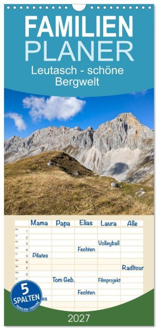 Familienplaner 2027 - Leutasch - schöne Bergwelt mit 5 Spalten (Wandkalender, 21 x 45 cm) CALVENDO - Fotografin Miriam Schwarzfischer