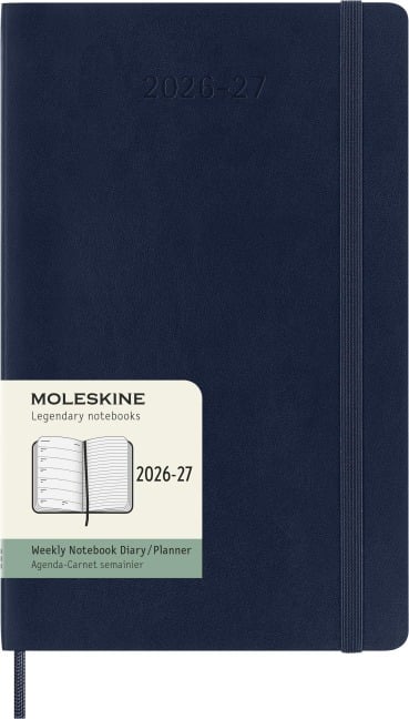 Moleskine 18 Monate Wochen Notizkalender 2026/2027, Large/A5, 1 Wo = 1 Seite, rechts linierte Seite, Weicher Einband, Saphir - 