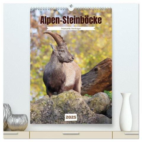 Alpen-Steinböcke, imposante Hornträger (hochwertiger Premium Wandkalender 2025 DIN A2 hoch), Kunstdruck in Hochglanz - Sabine Löwer